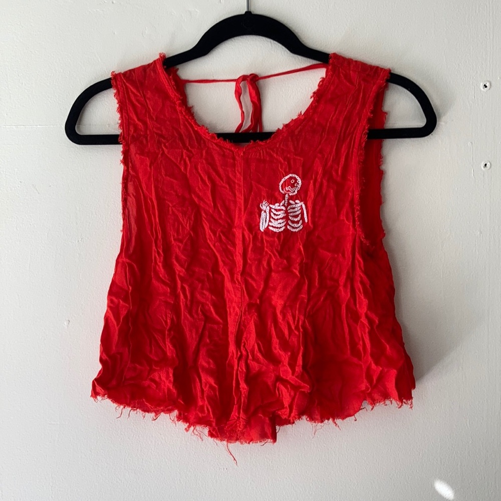 Hand Embroidered Skeleton Urban Outfitters Top